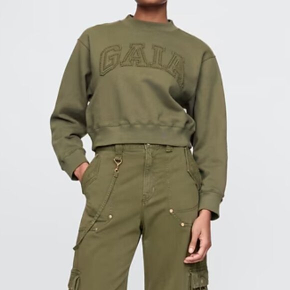 Gap x Cult Gaia Olive Green 'GAIA' Sweatshirt, olive green, XXS, NWT - Picture 10 of 10